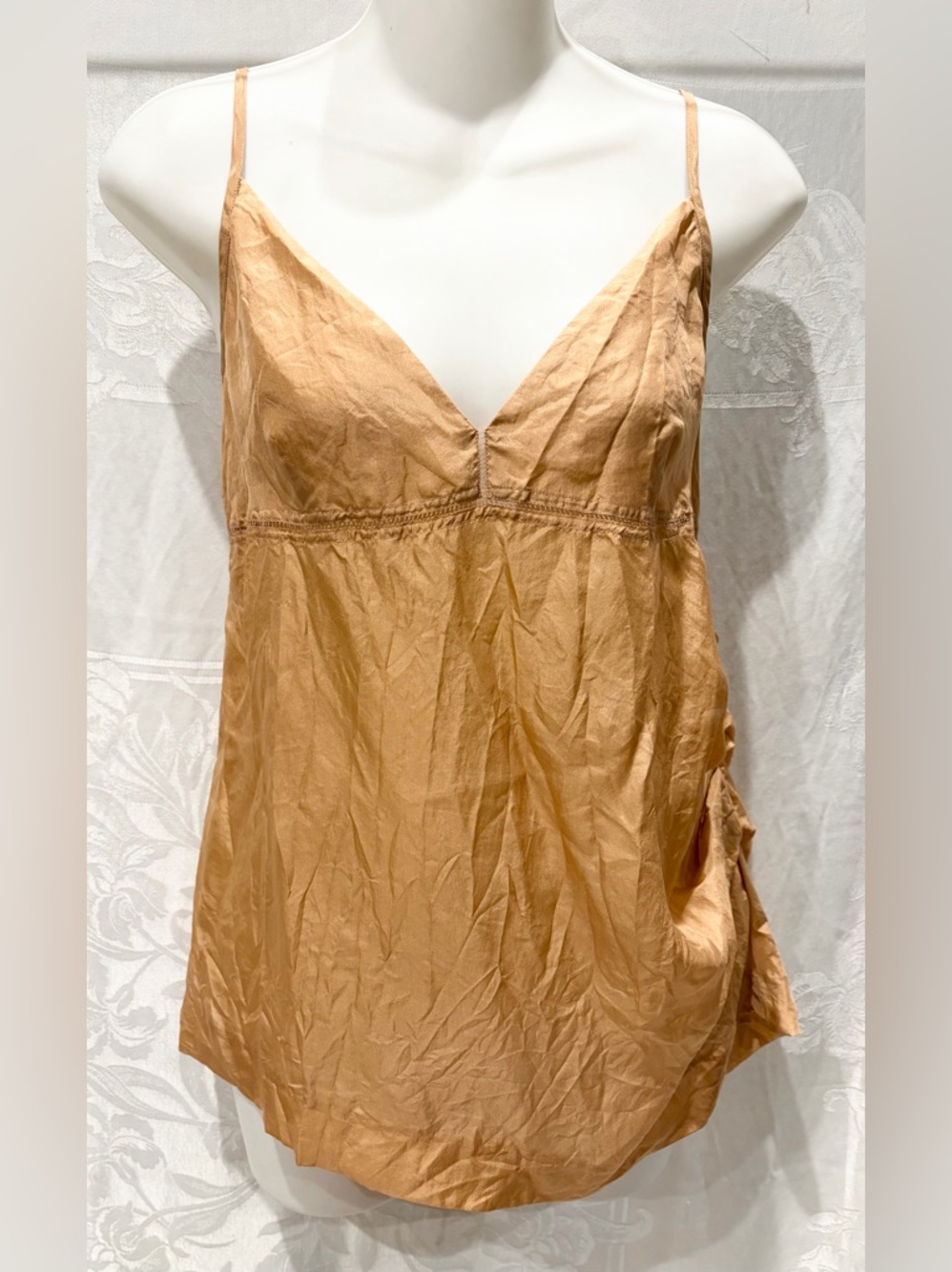 DRIES VAN NOTEN Tan Silk Eyelet Trim Cami Top 38 4 $545